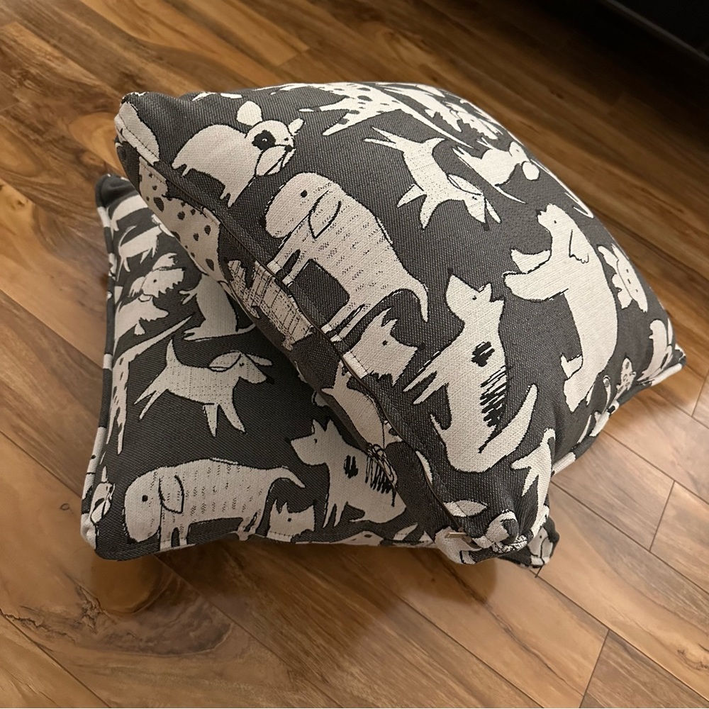 Daine Throw Pillow Cover in Doggie Graphite Raymour & Flanigan